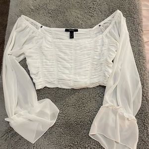 Forever 21 white long sleeve crop top